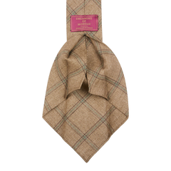 Dreaming of Monday Brown Windowpane 7-Fold French Linen Tie Open