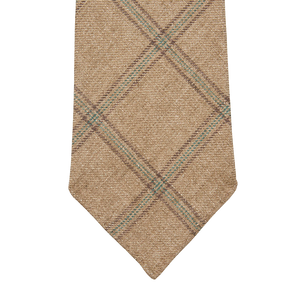 Dreaming of Monday Brown Windowpane 7-Fold French Linen Tie Tip