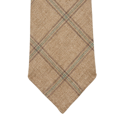 Dreaming of Monday Brown Windowpane 7-Fold French Linen Tie Tip