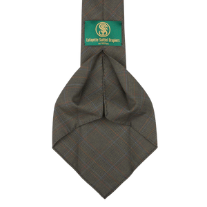 Dreaming of Monday Dark Green Checked 7-Fold Vintage French Wool Tie Open