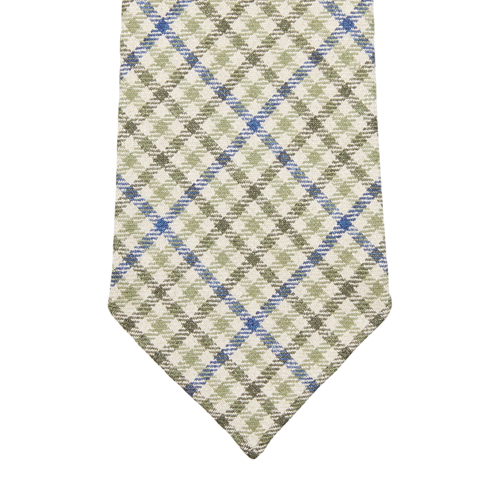 Dreaming of Monday Green Blue Gunclub 7-Fold French Linen Tie Tip