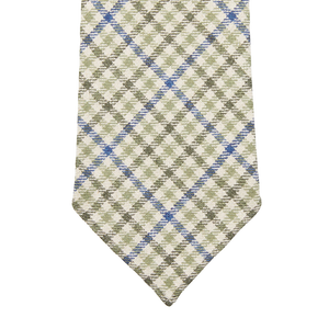 Dreaming of Monday Green Blue Gunclub 7-Fold French Linen Tie Tip