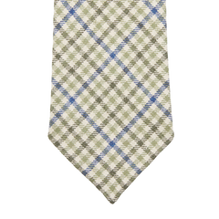 Dreaming of Monday Green Blue Gunclub 7-Fold French Linen Tie Tip