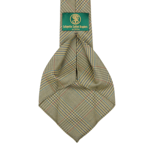 Dreaming of Monday Green Checked 7-Fold Vintage French Wool Tie Open