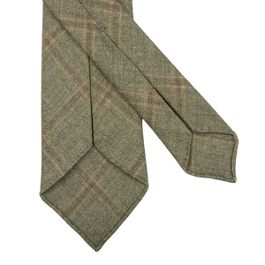 Dreaming of Monday Green Windowpane 7-Fold French Linen Tie Back