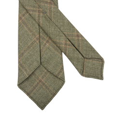 Dreaming of Monday Green Windowpane 7-Fold French Linen Tie Back