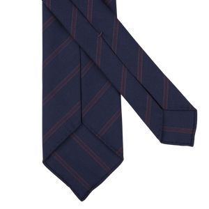 Dreaming of Monday Navy Burgundy Striped 7-Fold Super 100s Wool Tie Back