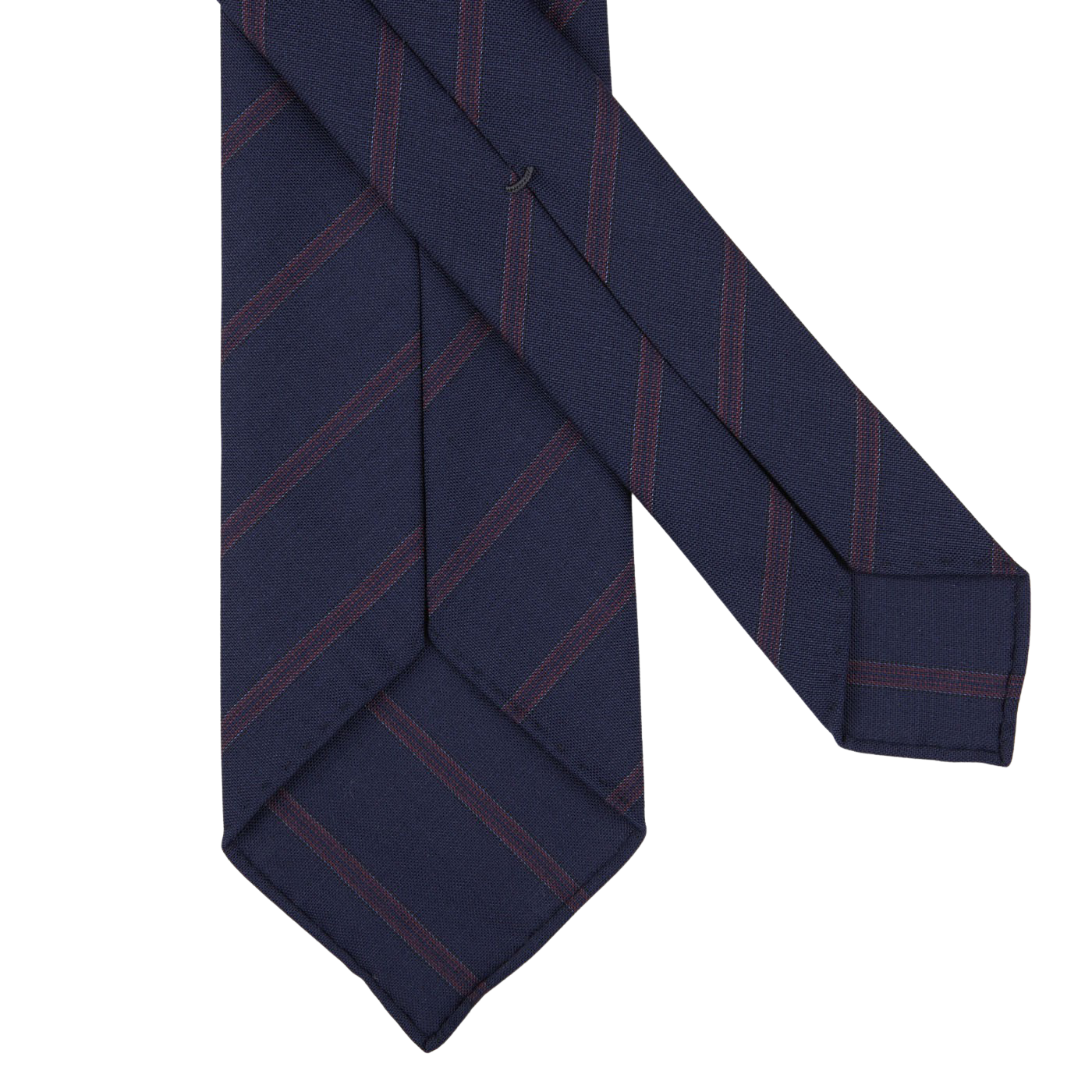 Dreaming of Monday Navy Burgundy Striped 7-Fold Super 100s Wool Tie Back