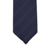 Dreaming of Monday Navy Burgundy Striped 7-Fold Super 100s Wool Tie Feature