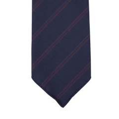 Dreaming of Monday Navy Burgundy Striped 7-Fold Super 100s Wool Tie Feature