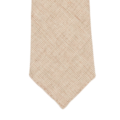 A Dreaming Of Monday Beige Melange 7-Fold French Linen Tie on a white background.