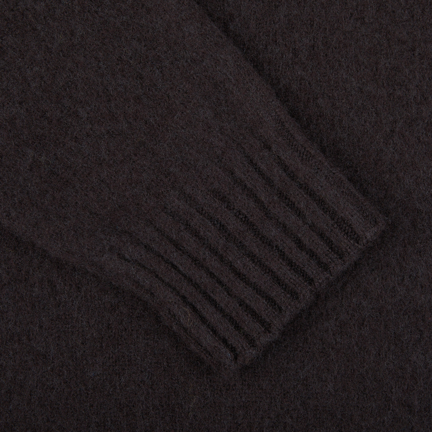 Drumohr Brown Brushed Lambswool Crew Neck Sweater Cuff