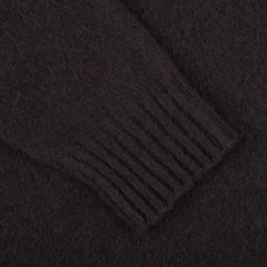 Drumohr Brown Brushed Lambswool Crew Neck Sweater Cuff