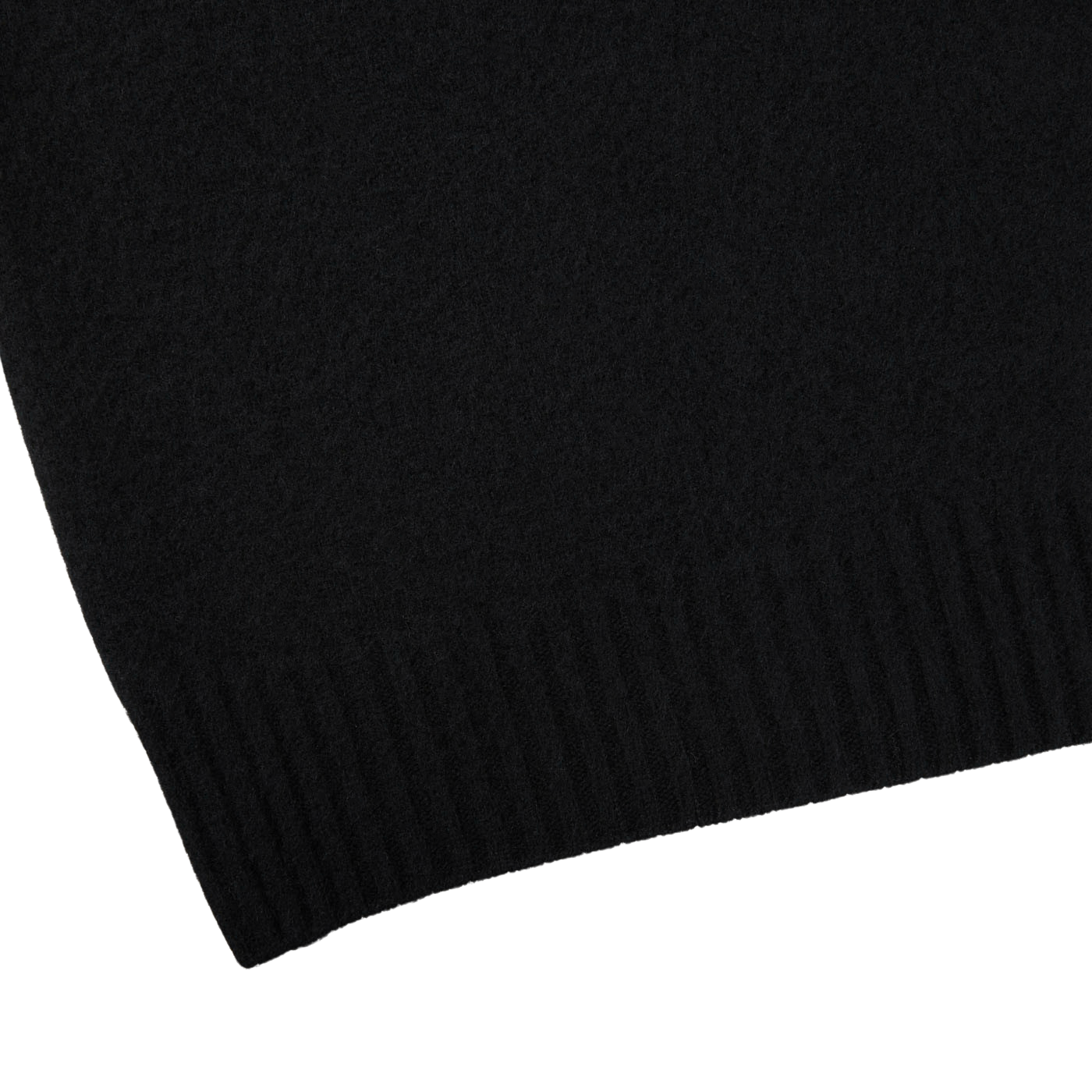 A close up of a Drumohr Black Brushed Lambswool High Neck Sweater on a white surface.