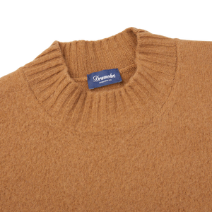 A Drumohr Camel Brushed Lambswool High Neck Sweater with a label on it.