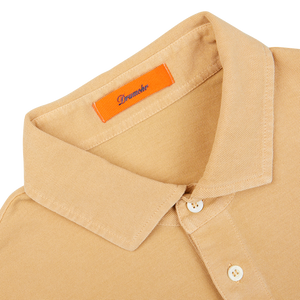 Cappuccino Beige Cotton Piquet Polo Shirt with a Drumohr label on the collar.
