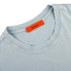 Slim fit Sky Blue Washed Cotton T-Shirt by Drumohr with an orange label at the collar featuring "Dreamer" in cursive.