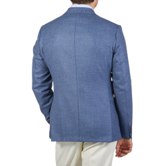 Eduard Dressler Blue Melange Wool Blend Senderik Blazer Back