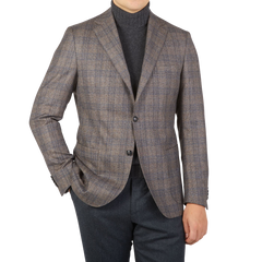 Eduard Dressler Brown Checked Wool Sendrik Blazer Front