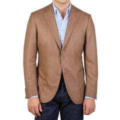 Eduard Dressler Camel Brown Wool Cashmere Senderik Blazer Front1