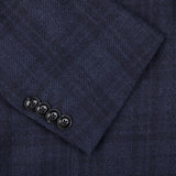Eduard Dressler Dark Blue Checked Wool Sendrik Blazer Cuff