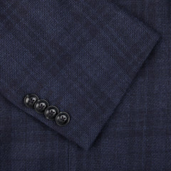 Eduard Dressler Dark Blue Checked Wool Sendrik Blazer Cuff