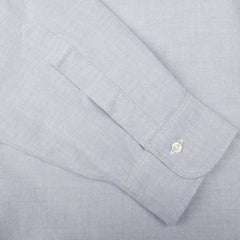 A close up of a Light Blue Cotton Oxford BD Regular Shirt made by Far East Manufacturing.