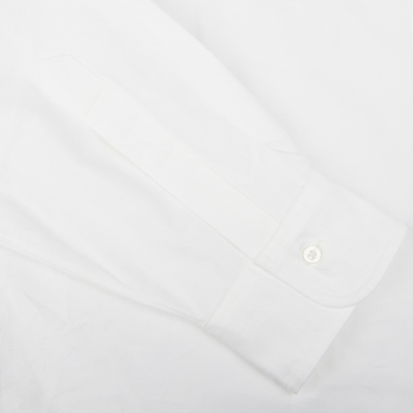A close up image of a Far East Manufacturing White Cotton Oxford BD Regular Shirt.