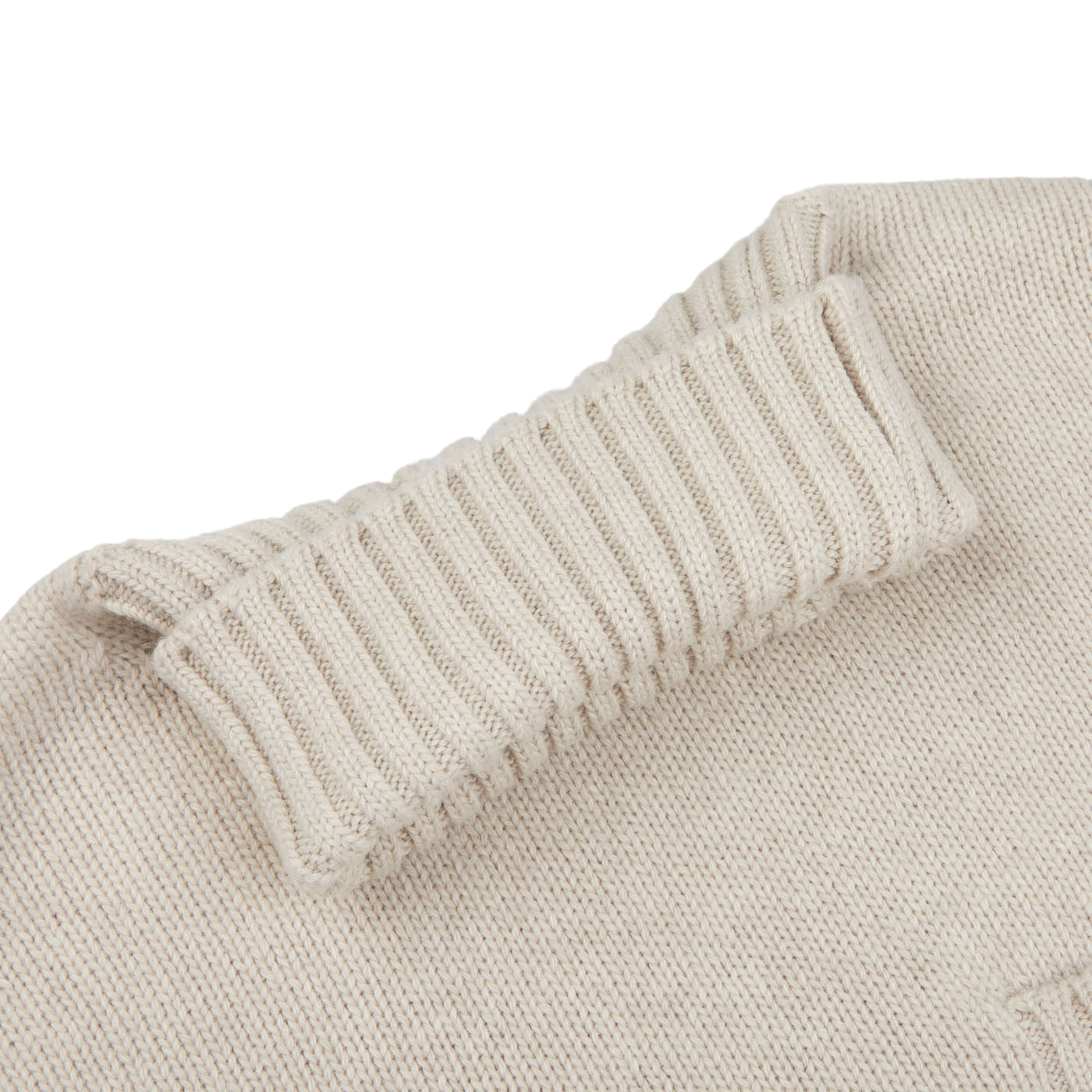 Fedeli Natural Beige Wool Cashmere Rollneck Collar