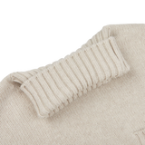 Fedeli Natural Beige Wool Cashmere Rollneck Collar