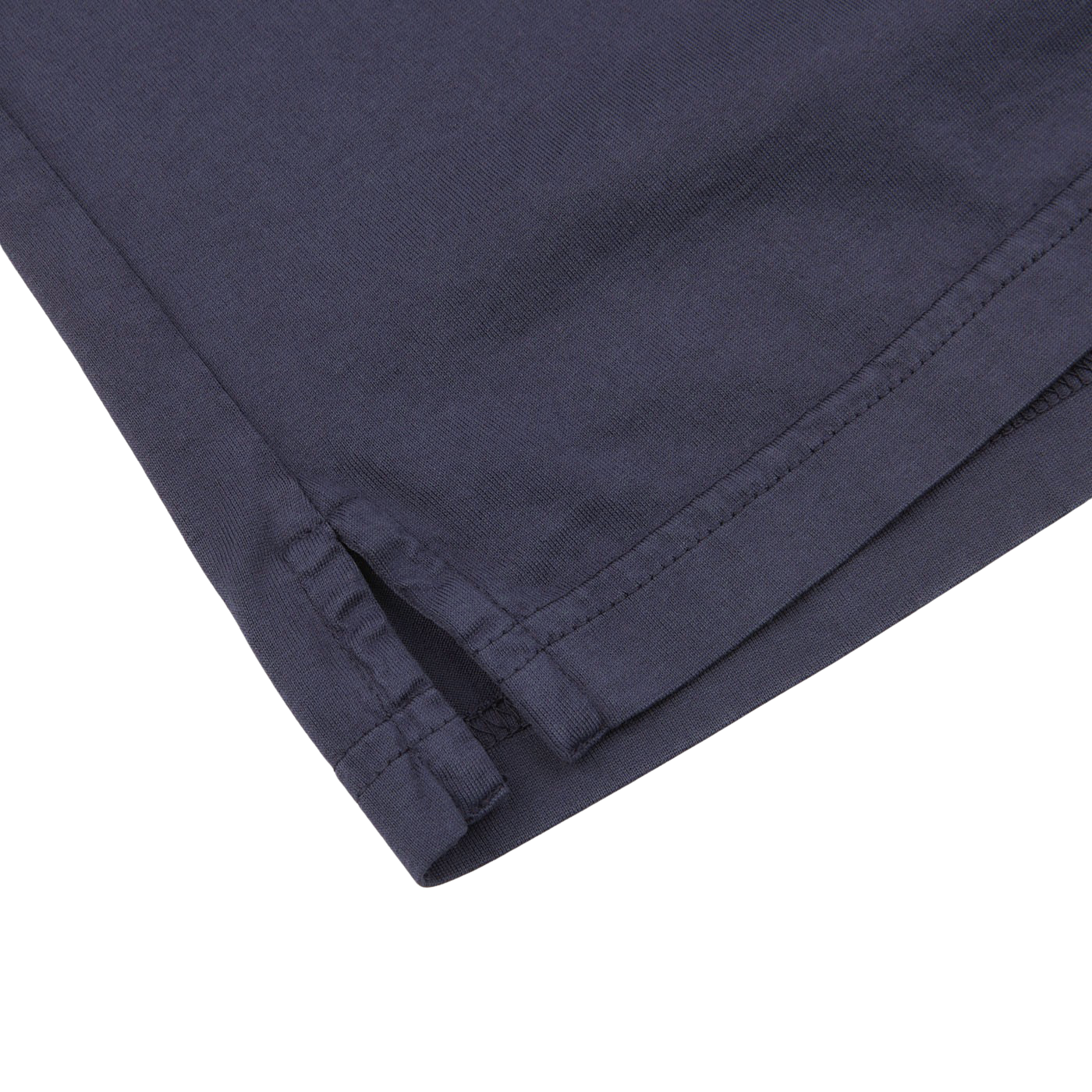 A close up of a Fedeli Navy Blue Organic Cotton LS Polo Shirt.