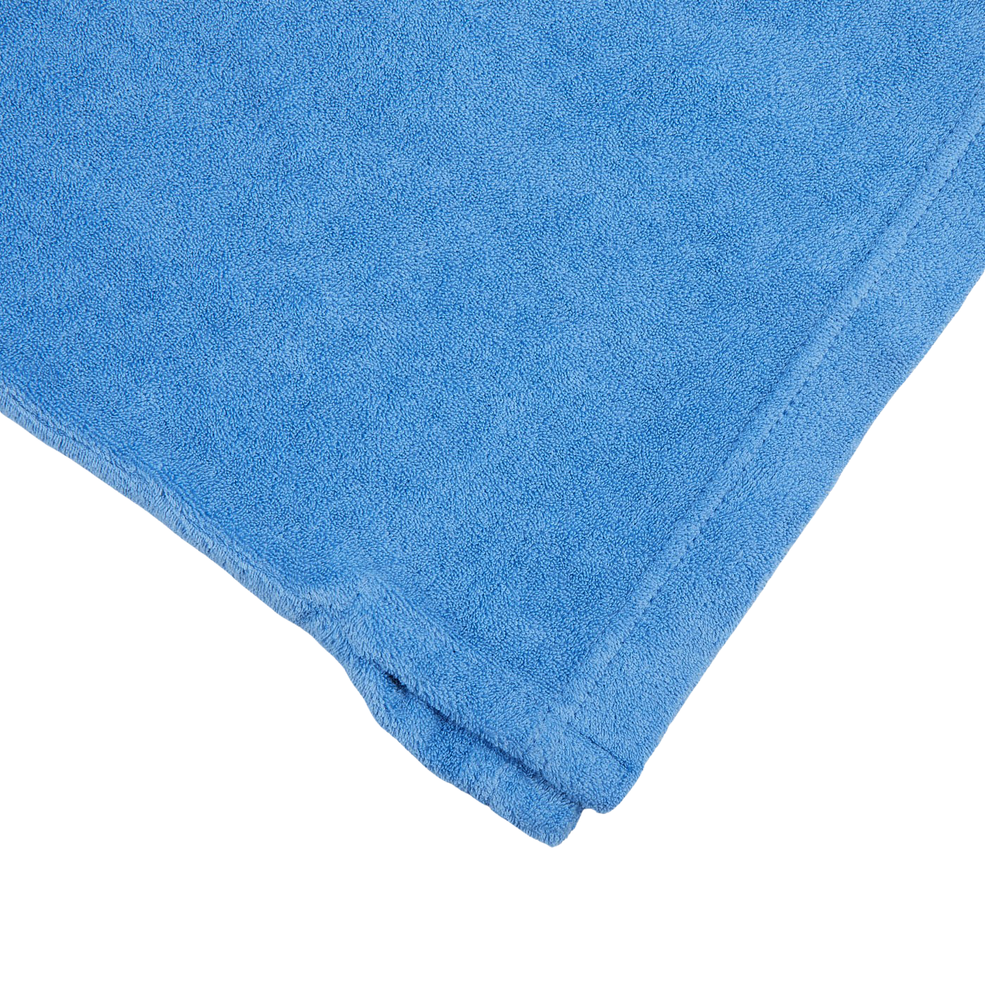 A Fedeli Bright Blue Cotton Towelling Polo Shirt folded on top of a white surface.