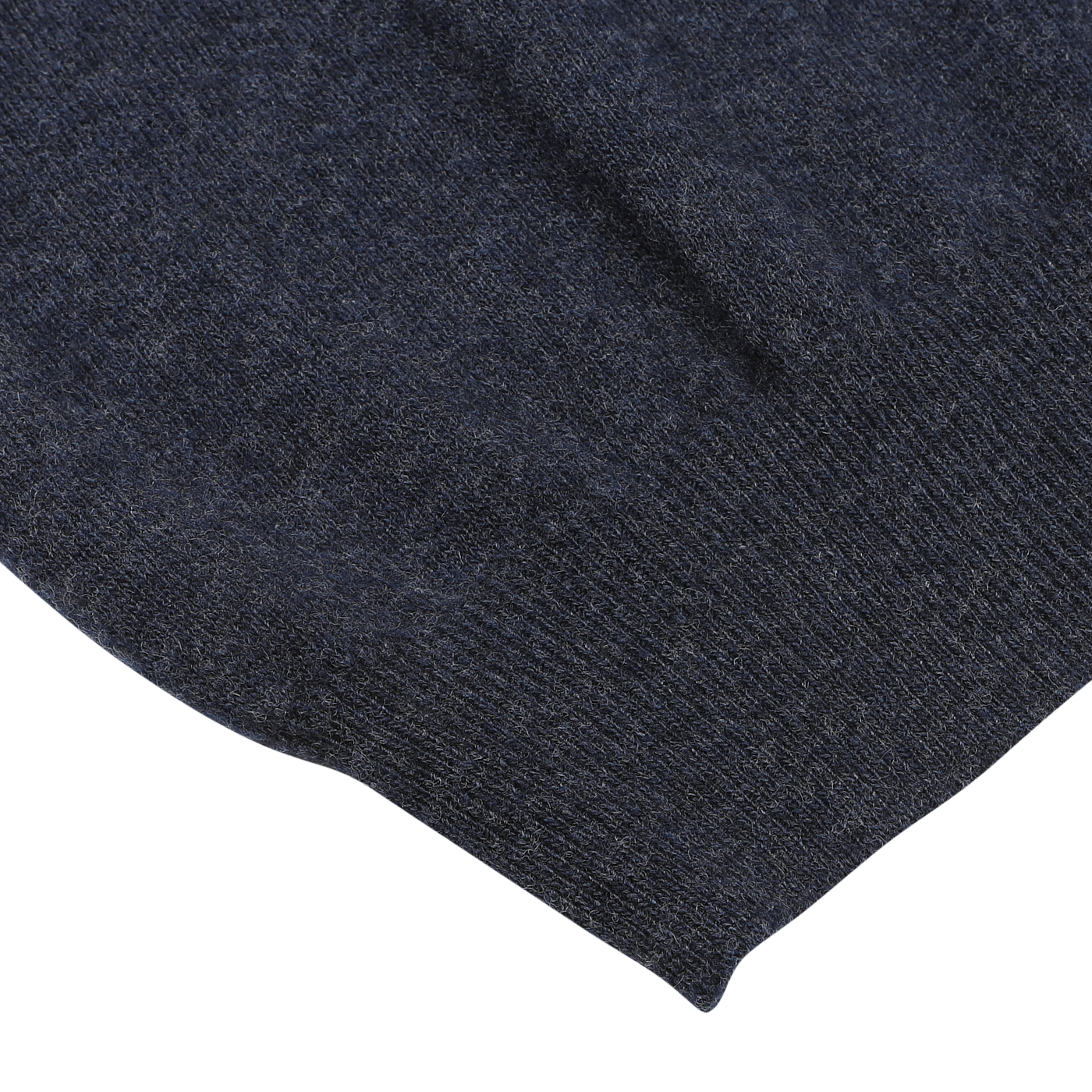 Close-up image of the Dark Blue Wool Cashmere 1/4 Zip Sweater by Fedeli, showcasing its textured fabric and detailed stitching.