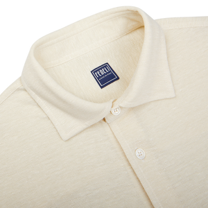 Ecru Cotton Linen Piquet polo shirt with a Fedeli label on the collar.