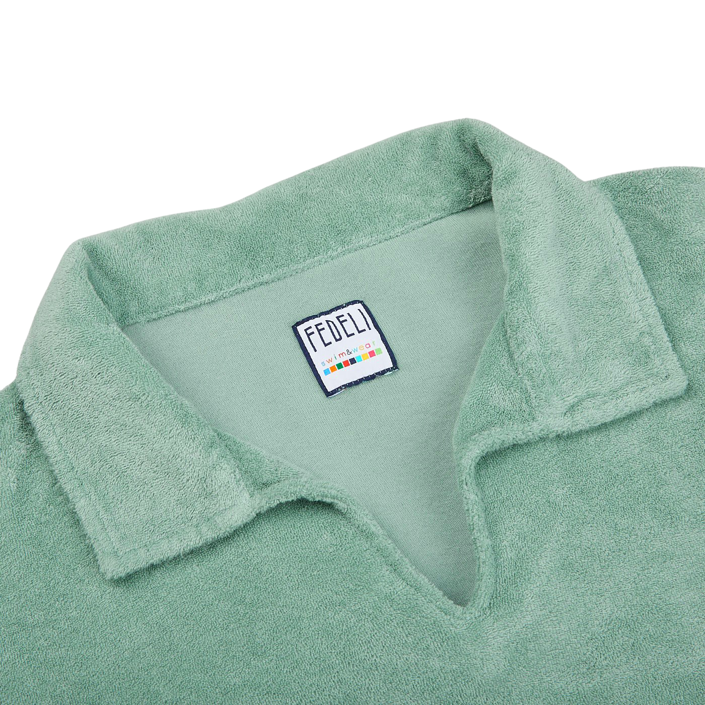 A long-sleeve flannel shirt in a favorite shade of green, with a Fedeli label on the collar.
