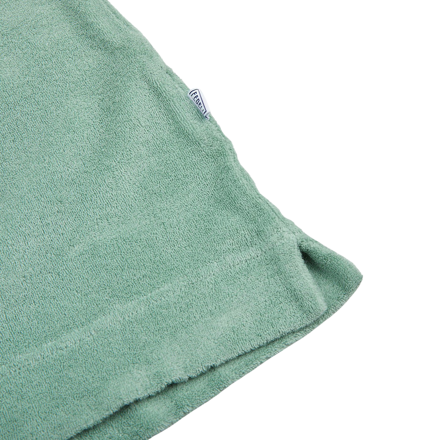 A close up of a Fedeli slim fit Light Green Cotton Toweling Shirt.