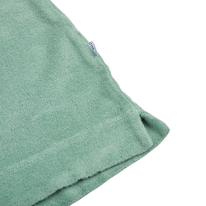 A close up of a Fedeli slim fit Light Green Cotton Toweling Shirt.