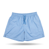 The Fedeli Light Blue Microfiber Madeira Swim Shorts with mesh lining.