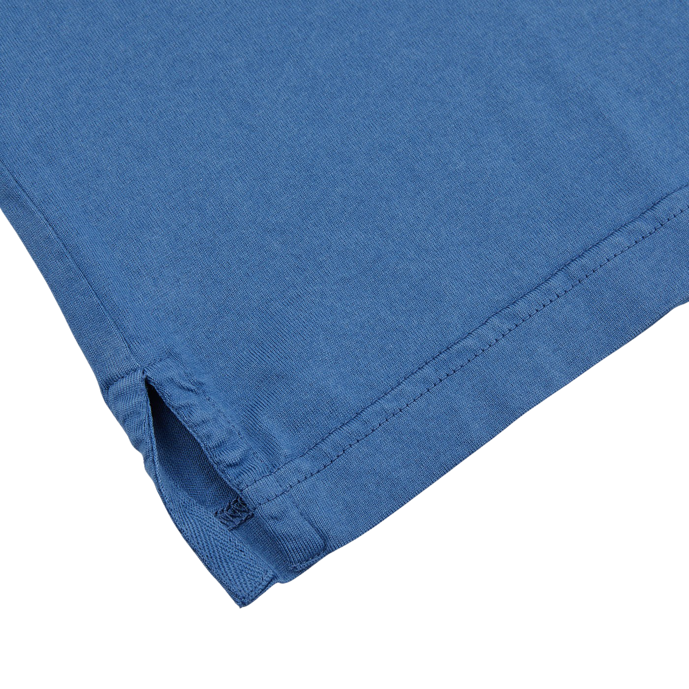 A close up of a luxurious Light Blue Organic Cotton LS Polo Shirt by Fedeli.