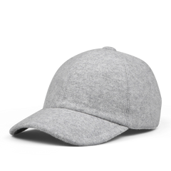 A Light Grey Felted Cashmere Cap by Fedeli, featuring a curved brim, displayed against a white background.