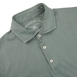 The men's Olive Green Organic Cotton Polo Shirt in jersey cotton fabric by Fedeli.