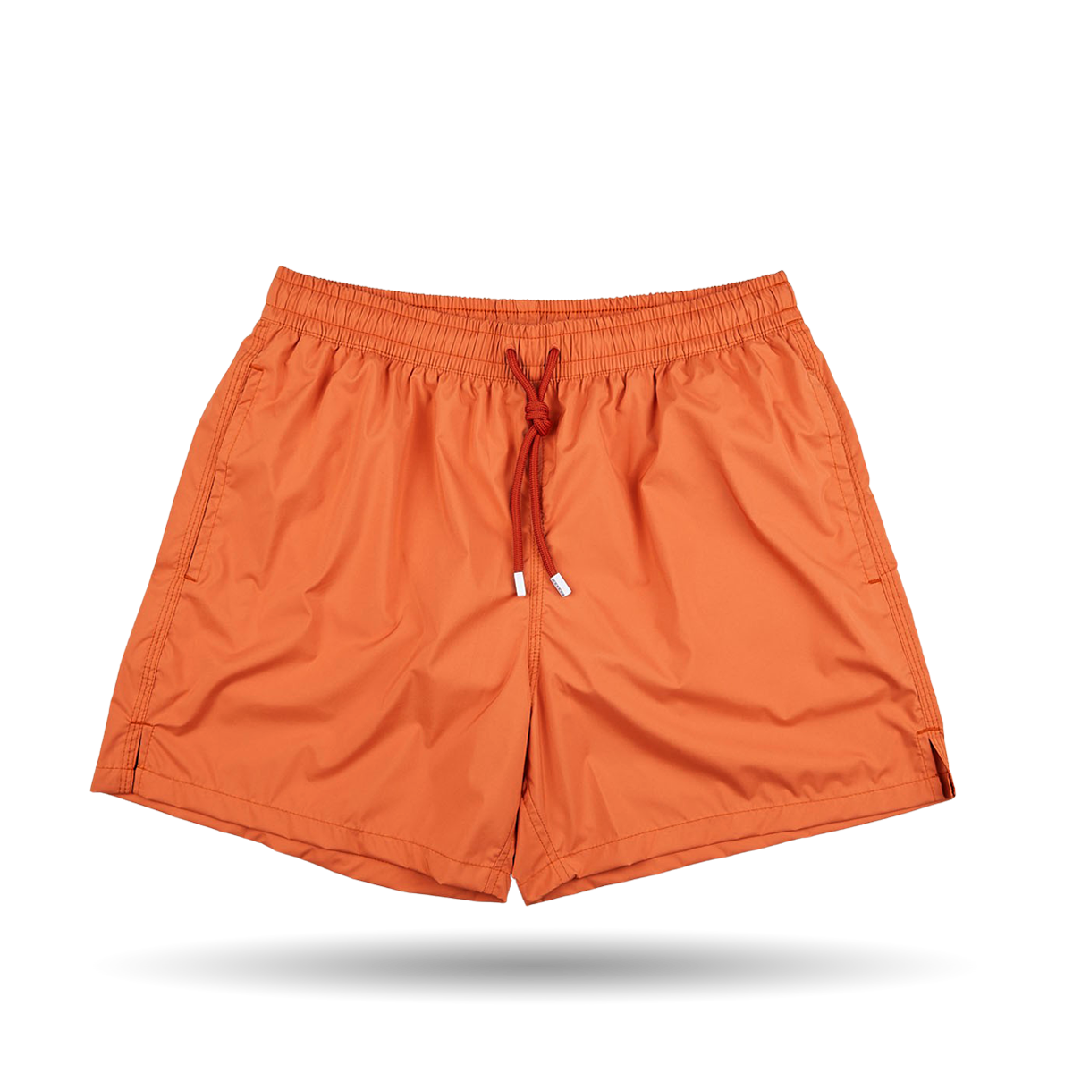 The Fedeli Rust Brown Microfiber Madeira Swim Shorts with a mesh lining.