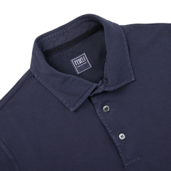 The Washed Navy Cotton Pique Polo Shirt by Fedeli.