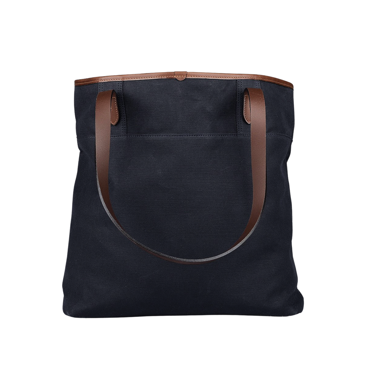 Introducing the Navy Blue Cotton Canvas Leather Tote Bag by Felisi, featuring a luxurious design with vacchetta calf leather handles.