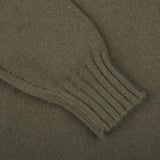 Filippo De Laurentiis Loden Green Wool Cashmere Crewneck Sweater Cuff