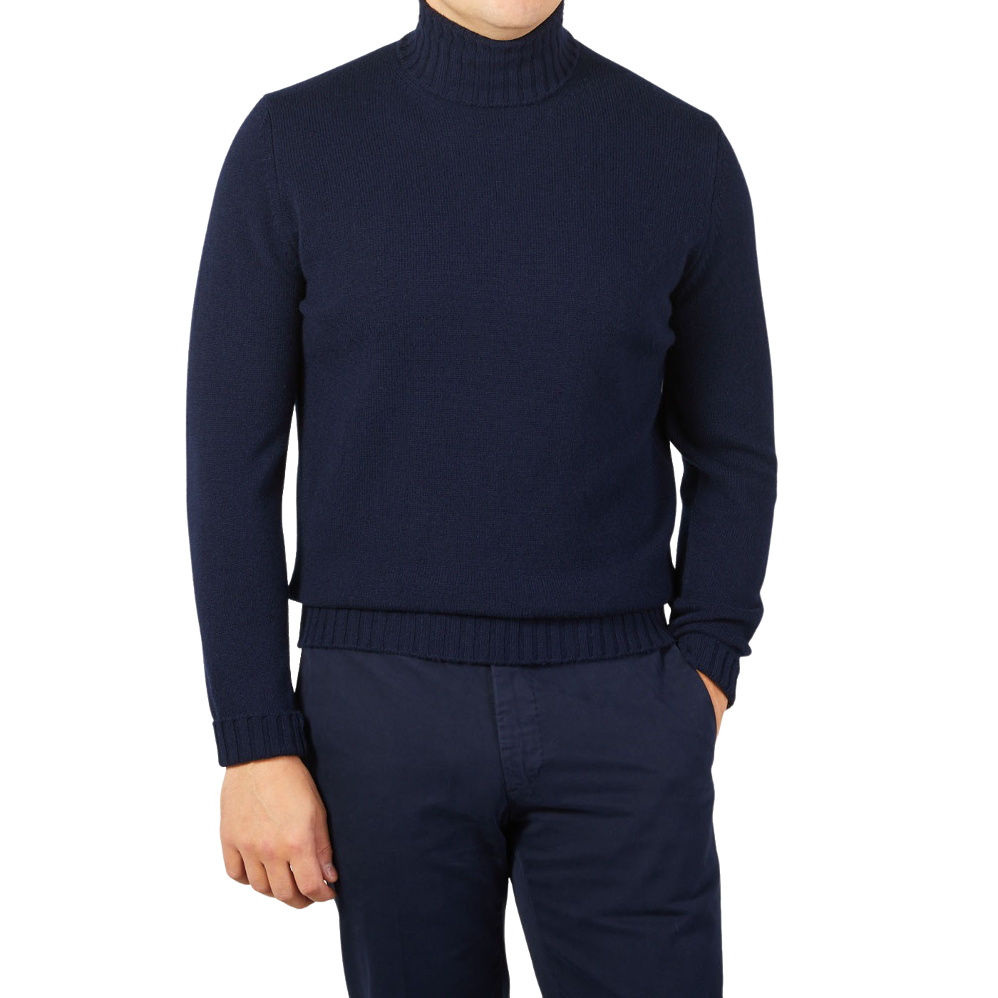 Filippo de Laurentiis  Navy Blue Wool Cashmere Rollneck – Baltzar