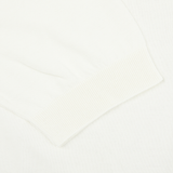 A close up of a Filippo de Laurentiis Latte White Crepe Cotton Polo Shirt.