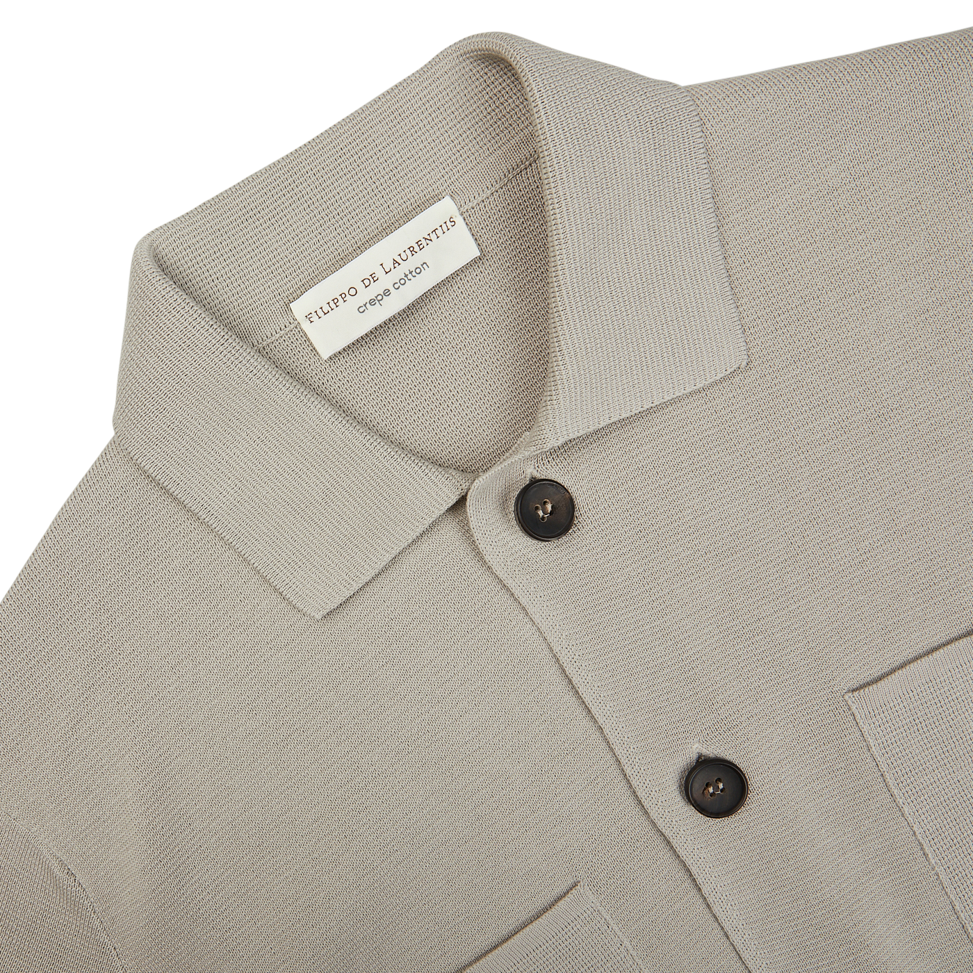 The men's Nebbia Grey Crepe Cotton Field Jacket in beige, made in Italy by Filippo de Laurentiis.