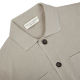 The men's Nebbia Grey Crepe Cotton Field Jacket in beige, made in Italy by Filippo de Laurentiis.