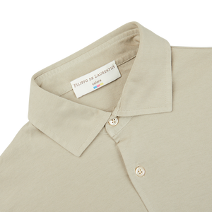 A Ciottollo Beige Cotton Jersey Knitted Shirt in pure cotton with a Filippo de Laurentiis label.